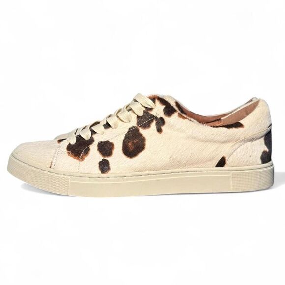 Frye women’s Ivy Calf Hair Cow Print Leather Low-Top Sneakers Size 9 - Picture 3 of 8